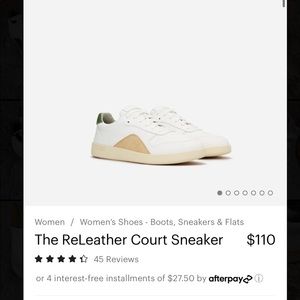 Everlane The ReLeather Court Sneaker size 8.5